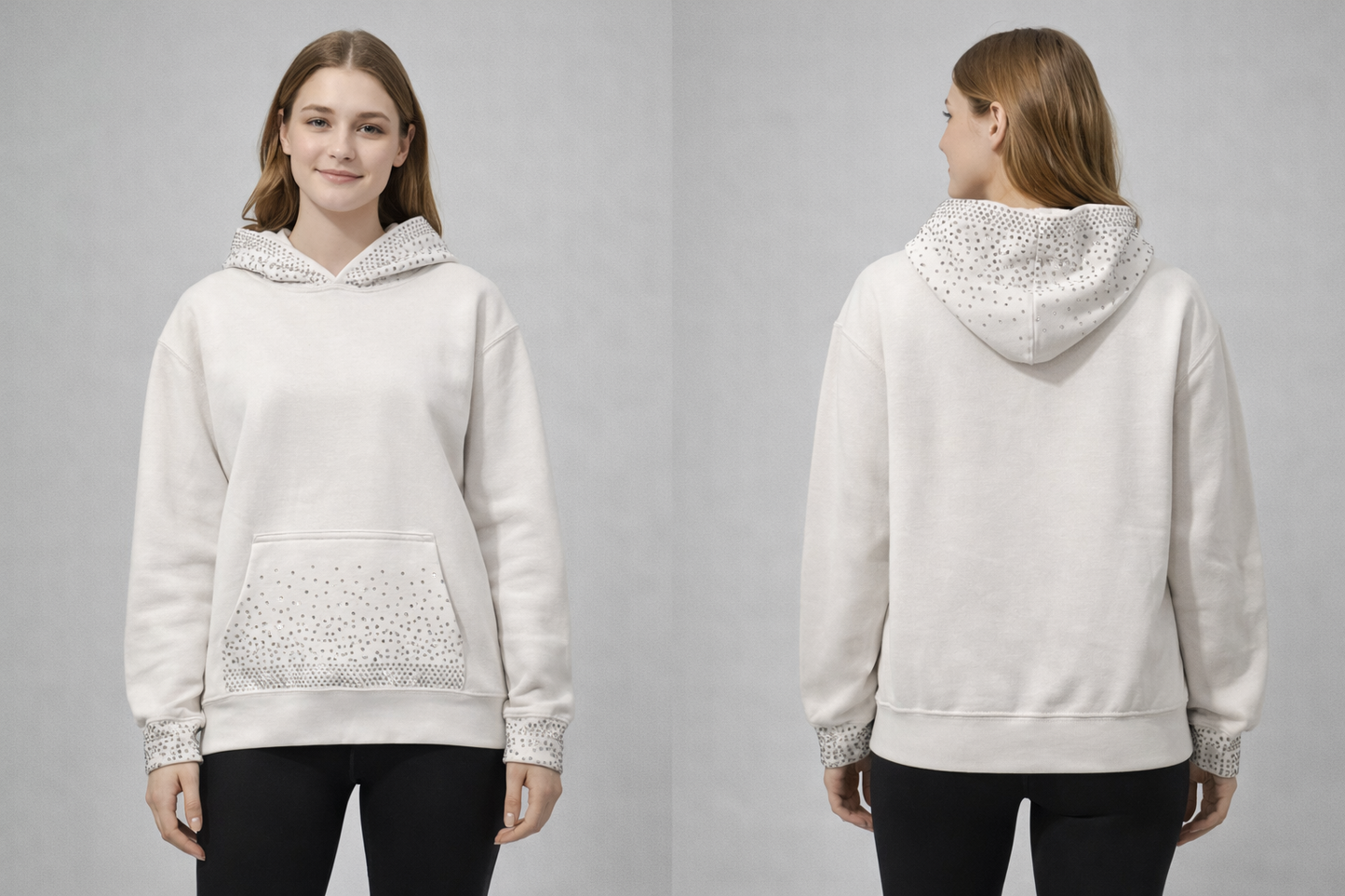 Luxe Rhinestone Detail Hoodie – Black or White