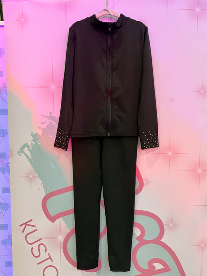 Girls Black Rhinestone “Dance” Tracksuit Set